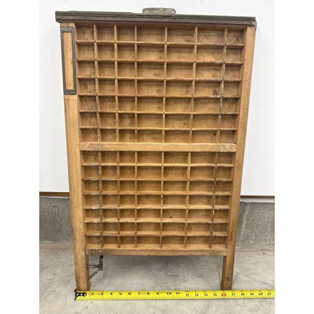 Vintage Ludlow Wood Typeset Drawer Shadow Box Display Shelf Industrial Standing